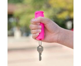 Obranný gel SABRE RED UV marker, s kroužkem na klíče, Flip Top, růžový