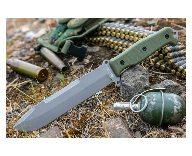Pevný nůž KIZLYAR SUPREME® Survivalist X AUS 8 TacWash Olive-G10