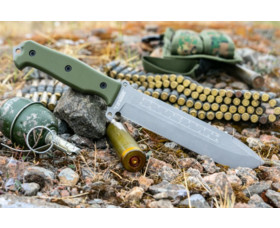 Pevný nůž KIZLYAR SUPREME® Survivalist X AUS 8 TacWash Olive-G10