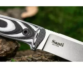 Pevný nůž KIZLYAR SUPREME® Santi AUS 8 LSW B&W G10 Leather Sheath