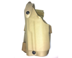 Stehenní pouzdro Safariland SLS Tactical Glock 17/22/31 se svítilnou, pravostranné, pískové
