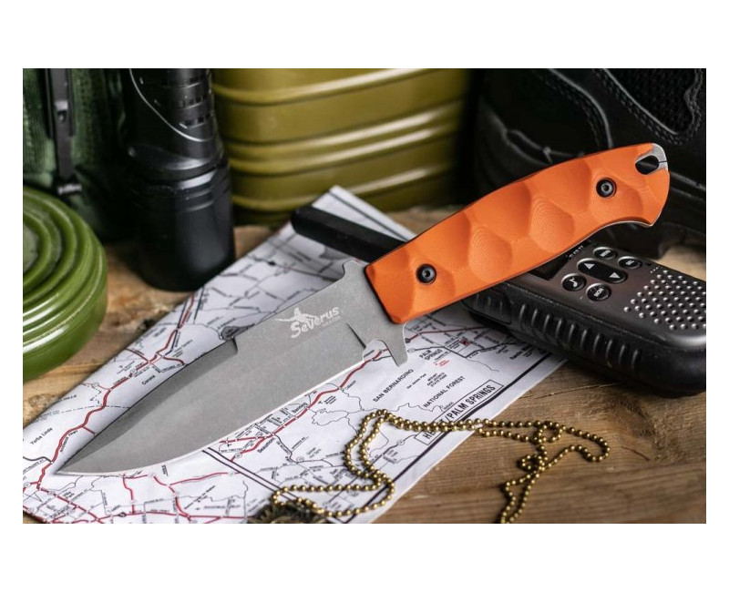 Pevný nůž KIZLYAR SUPREME® Severus D2 TacWash Orange G10 Handle