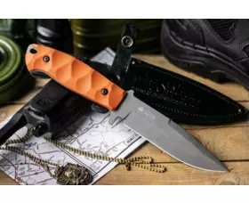 Pevný nůž KIZLYAR SUPREME® Severus D2 TacWash Orange G10 Handle