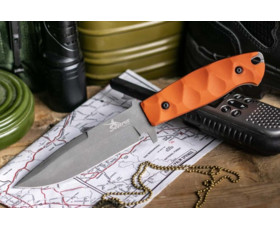 Pevný nůž KIZLYAR SUPREME® Severus D2 TacWash Orange G10 Handle