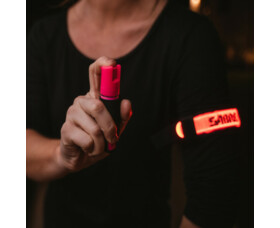 Obranný gel SABRE RED pro běžce, reflexní LED návlek, růžový