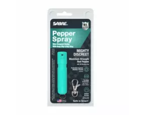 Obranný sprej SABRE Mighty Discreet, UV marker, spona na klíče, mátově zelený
