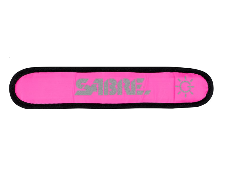Reflexní SABRE pásek na ruku, oboustranný světelný s LED, růžový