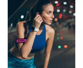 Reflexní SABRE pásek na ruku, oboustranný světelný s LED, růžový