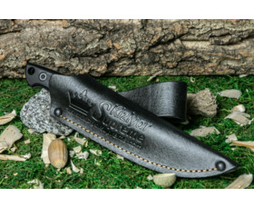 Pevný nůž KIZLYAR SUPREME® Santi AUS-8 TW Black-G10 Leather Sheath
