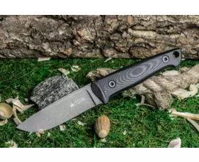 Pevný nůž KIZLYAR SUPREME® Santi AUS-8 TW Black-G10 Leather Sheath