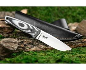 Pevný nůž KIZLYAR SUPREME® Santi AUS-8 TW Black-G10 Leather Sheath