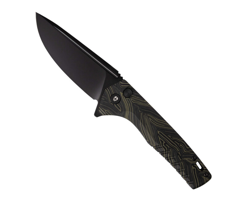 Zavírací nůž Tekto Knives F3 Charlie, Damašková G10 rukojeť - černý detail